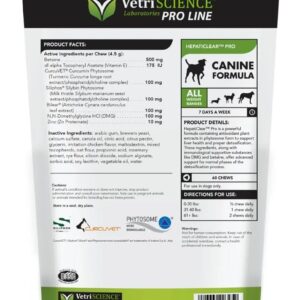 VetriScience HepatiClear Pro - Liver Health Supplement for Dogs - Supplement Supports Liver Function & Maintenance - Liver Support Formula Aids Immune System Balance - 60 Chews