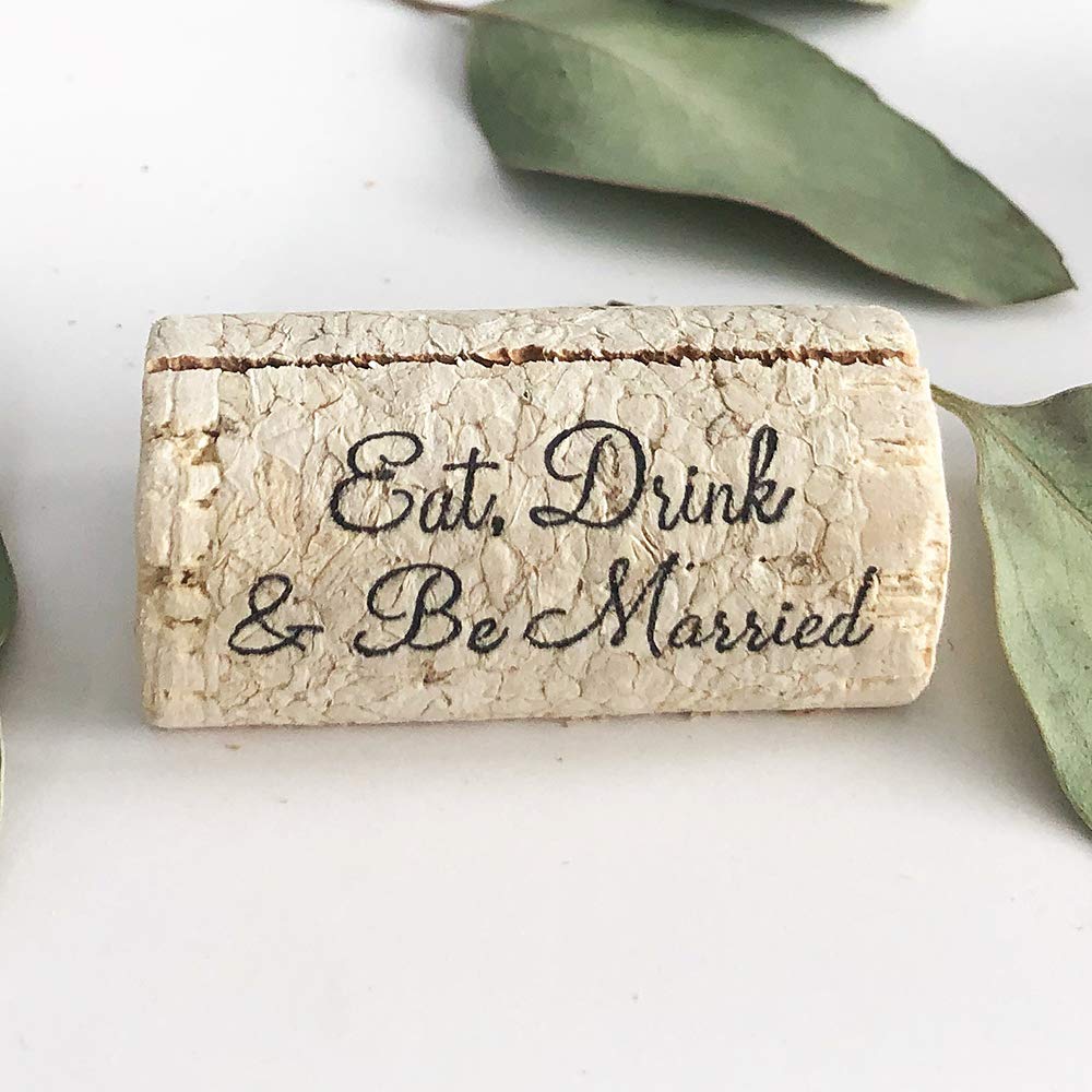 EMazing Goods Wine Cork Place Card Holders Custom Cork Card Holders Eat Drink & Be Married Set of 25 Includes Place Cards Escort Card Rustic Wine Cork Table Décor Wine Theme Wedding Cork Placecard