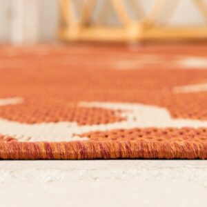 Unique Loom Outdoor Botanical Collection Area Rug - Branch (7' 1" x 10' Rectangle, Terracotta/ Beige)