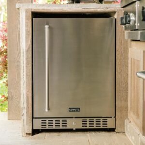 Coyote 24-Inch Outdoor Rated Compact Refrigerator, Left Hinge, 5.5 Cu. Ft., C1BIR24-L