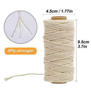 Tenn Well Butchers Cooking Twine, 328 Feet 3Ply 1mm Cotton Bakers Twine, Food Safe Kitchen Twine String for Roasting, Trussing Meat and Turkey, Food Prep, Baking and More 1pc White