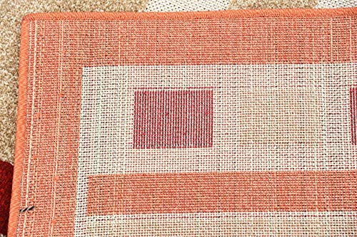 Unique Loom Outdoor Modern Collection Area Rug - Albuquerque (8' x 10' Rectangle, Burgundy/ Beige)