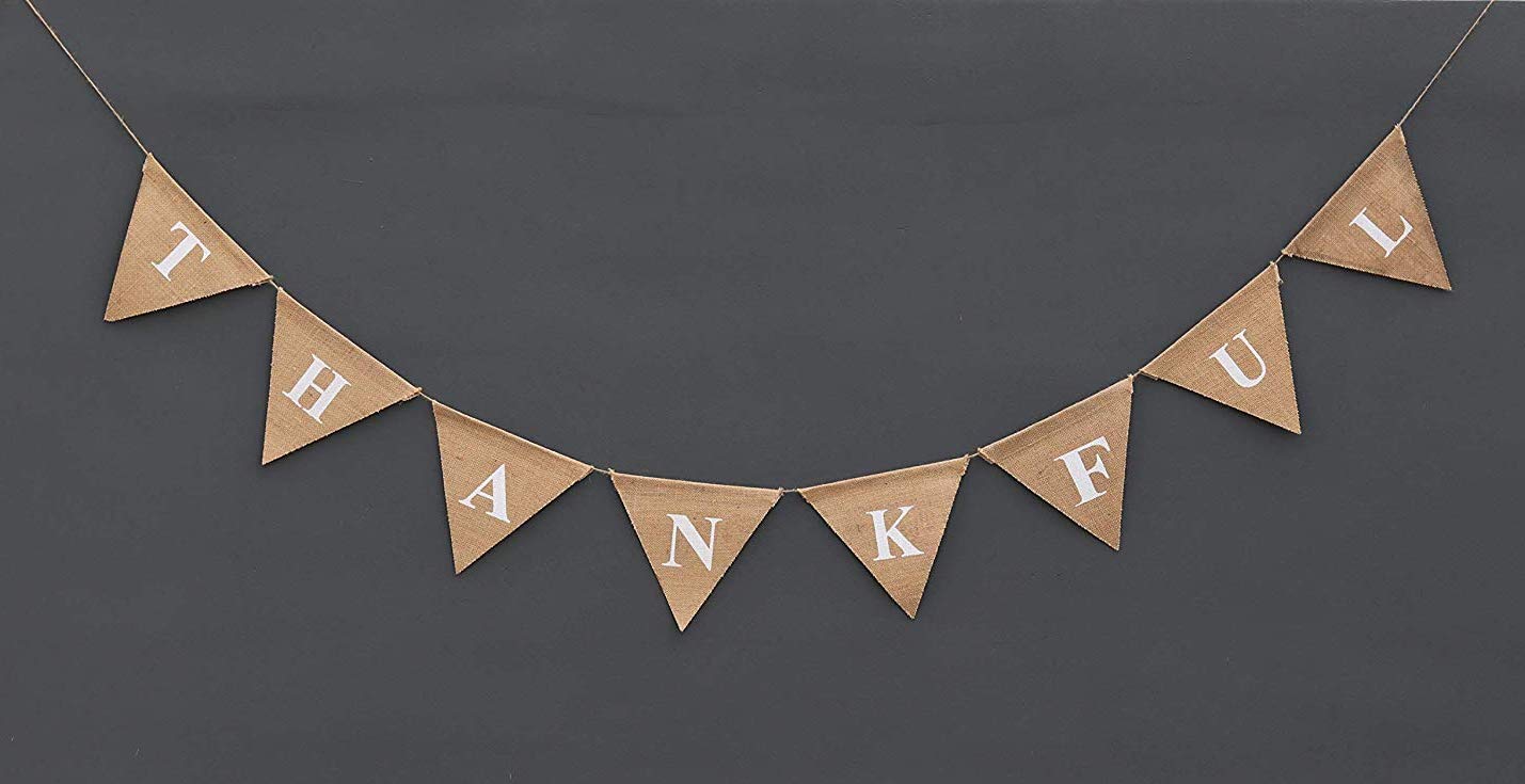 Thankful Banner Ornate Give Thanks Banner Rustic Chic Party Décor Engagement Wedding Bridal Shower Décor-Holiday Bunting-Home and Outdoor Banner-Elegant Grateful Banner