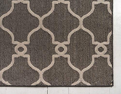 Unique Loom Outdoor Trellis Collection Area Rug - Columbus (9' x 12' 2" Rectangle, Black/ Ivory)