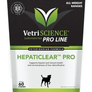 VetriScience HepatiClear Pro - Liver Health Supplement for Dogs - Supplement Supports Liver Function & Maintenance - Liver Support Formula Aids Immune System Balance - 60 Chews