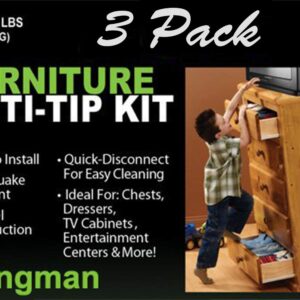 Hangman Anti-Tip Kit to Prevent Furniture Falling-Steel (TK-400-3)