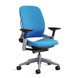 steelcase leap office chair - ergonomic work chair with wheels for hard flooring - work chair supports unique body shape - with natural glide system & liveback technology - blue jay fabric