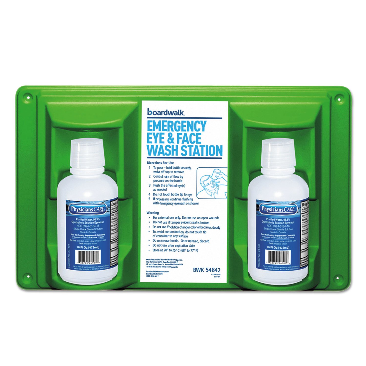 Boardwalk 54842 Emergency Eyewash Station with 16 oz. Bottles (6/Kit)