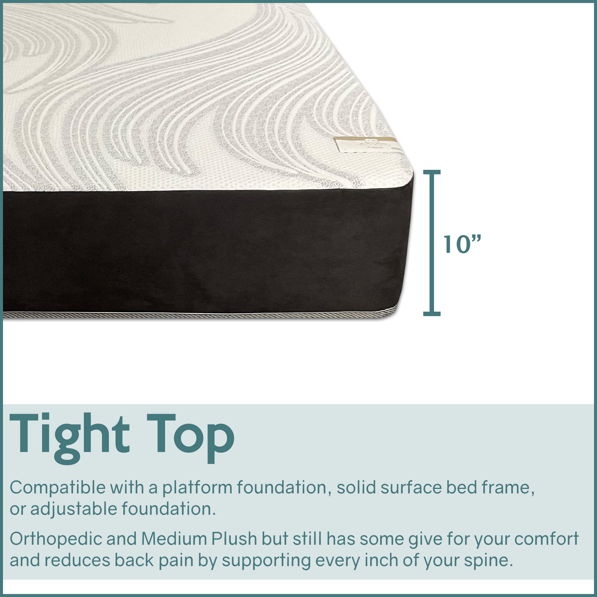 Spinal Solution 10" Plush Memory Foam Mattress, Gel Bed Mattresses for Ultimate Comfort, Help Maintain Sleeping Position and Posture, Complete Body Support at Every Side, Full XL