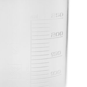 EISCO 12PK Plastic Beakers, 250ml - Polypropylene Plastic - Raised Graduations, Tapered Spout - Euro Design