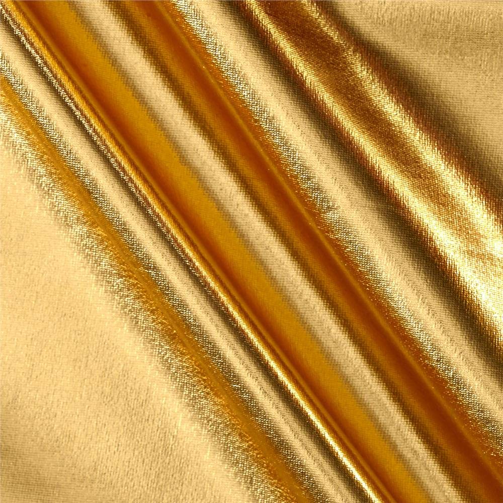 Foil Lame Stretch Knit Spandex Gold, Fabric by the Yard