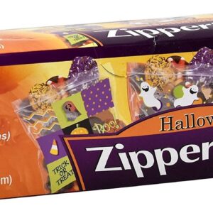 Set of 75 Halloween Zipper Seal Sandwich Bags - Assorted Halloween Fun Designs - Great for Treats