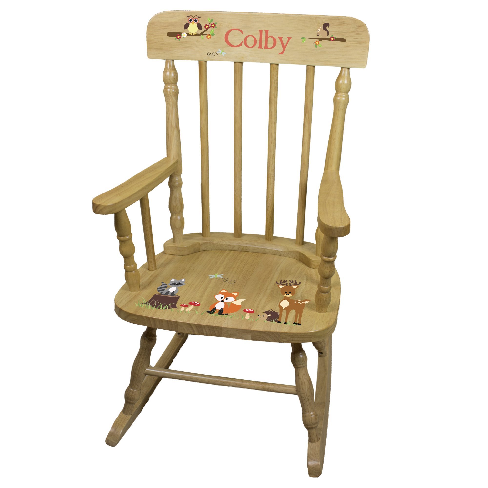 My Bambino Personalized Natural Childrens Rocking Chair (Woodland Animal)