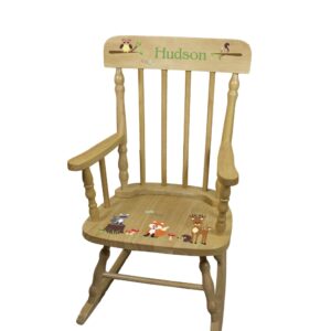 my bambino personalized natural childrens rocking chair (woodland animal)