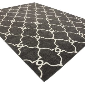 Unique Loom Outdoor Trellis Collection Area Rug - Columbus (9' x 12' 2" Rectangle, Black/ Ivory)