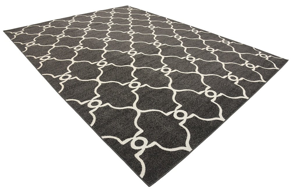 Unique Loom Outdoor Trellis Collection Area Rug - Columbus (9' x 12' 2" Rectangle, Black/ Ivory)