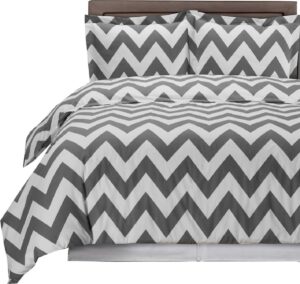 sheetsnthings king/california king - chevron- grey with white- 3pc duvet cover set 100% cotton fiber reactive prints duvet