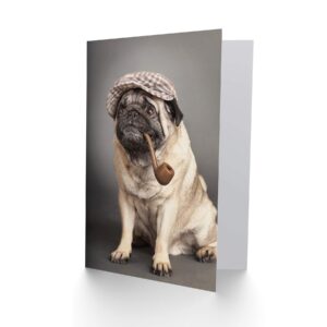 Wee Blue Coo Greetings Birthday Gift Cute Dog Sherlock Holmes Sealed Greeting Card Plus Envelope Blank inside