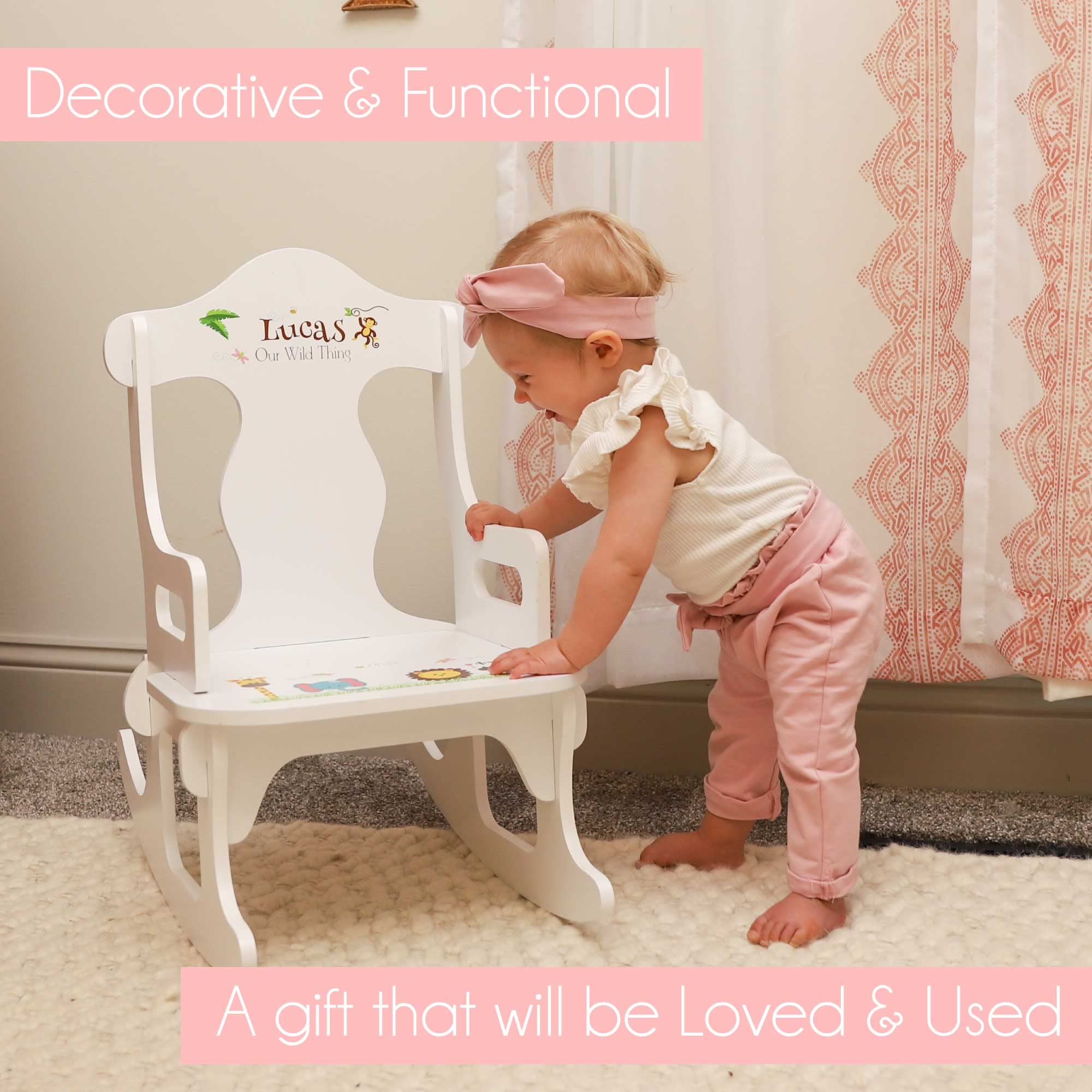 My Bambino Personalized Child's Blush Floral Rocking Chair