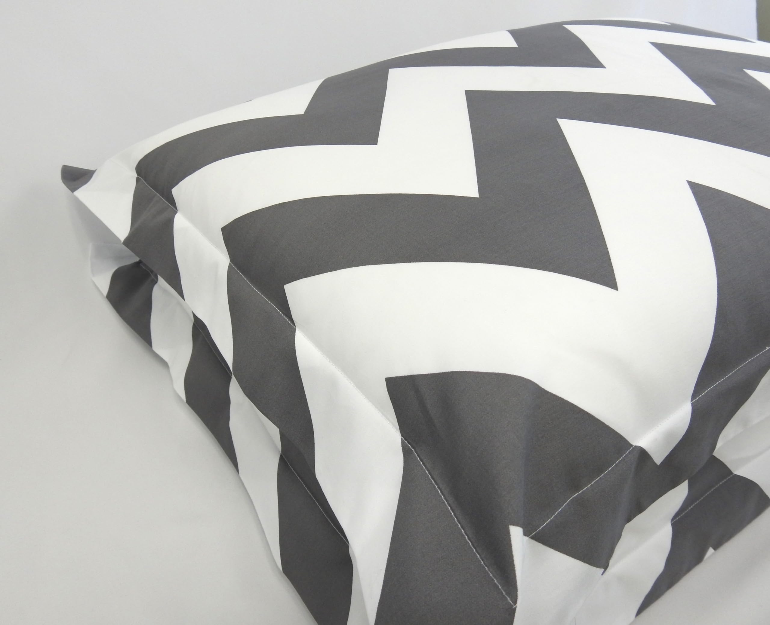 sheetsnthings King/California King - Chevron- Grey with White- 3pc Duvet Cover Set 100% Cotton Fiber Reactive Prints Duvet