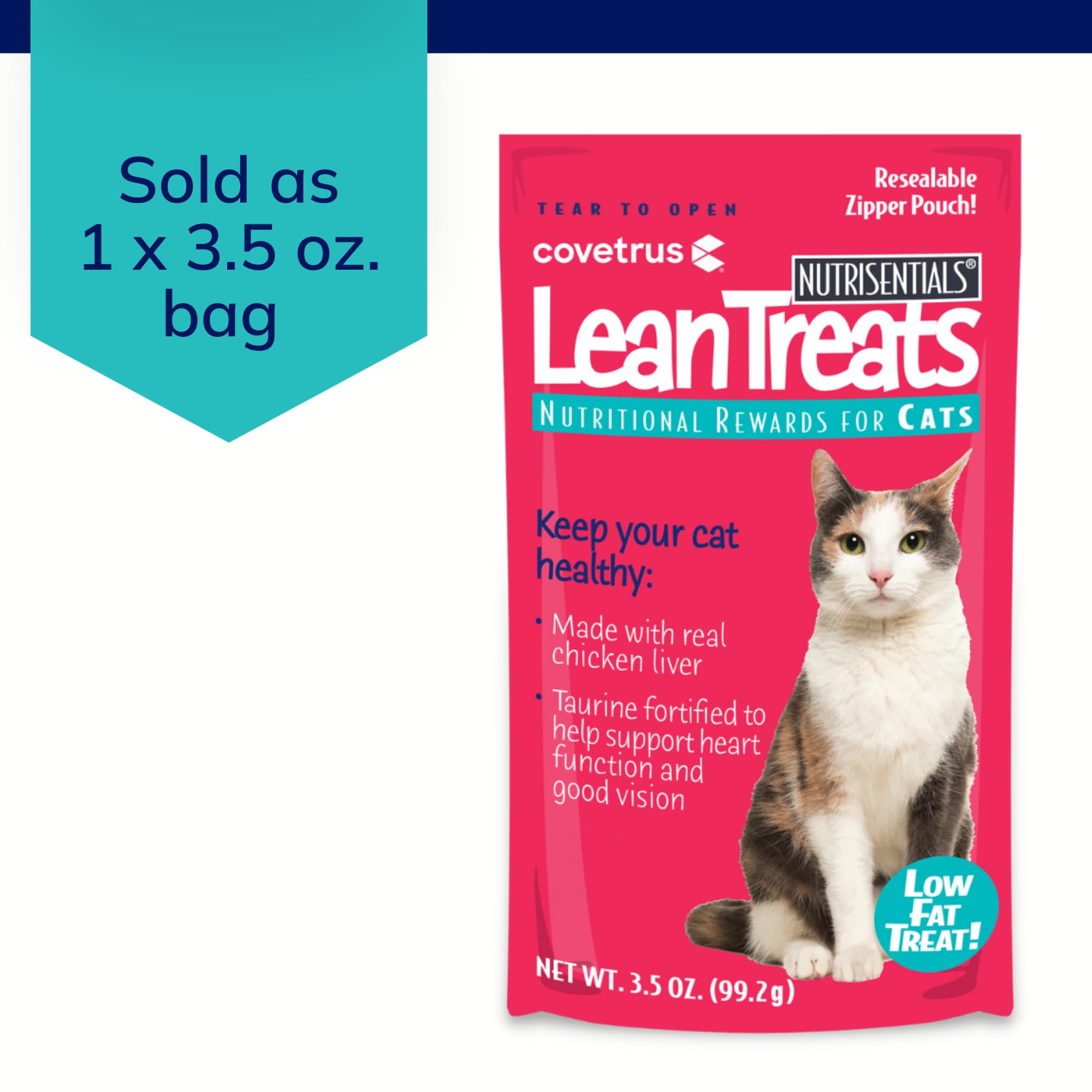 Covetrus Nutrisential Lean Treats for Cats - Soft Cat Treats for Small, Medium, Large Cats - Nutritional Low Fat Bite Size Feline Treats - Chicken Flavor - 1 Pack - 3.5oz