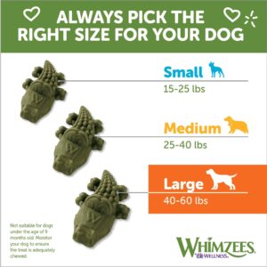 WHIMZEES by Wellness Alligator Natural Dental Chews for Dogs, Long Lasting Treats, Grain-Free, Freshens Breath, Large Breed, 6 count