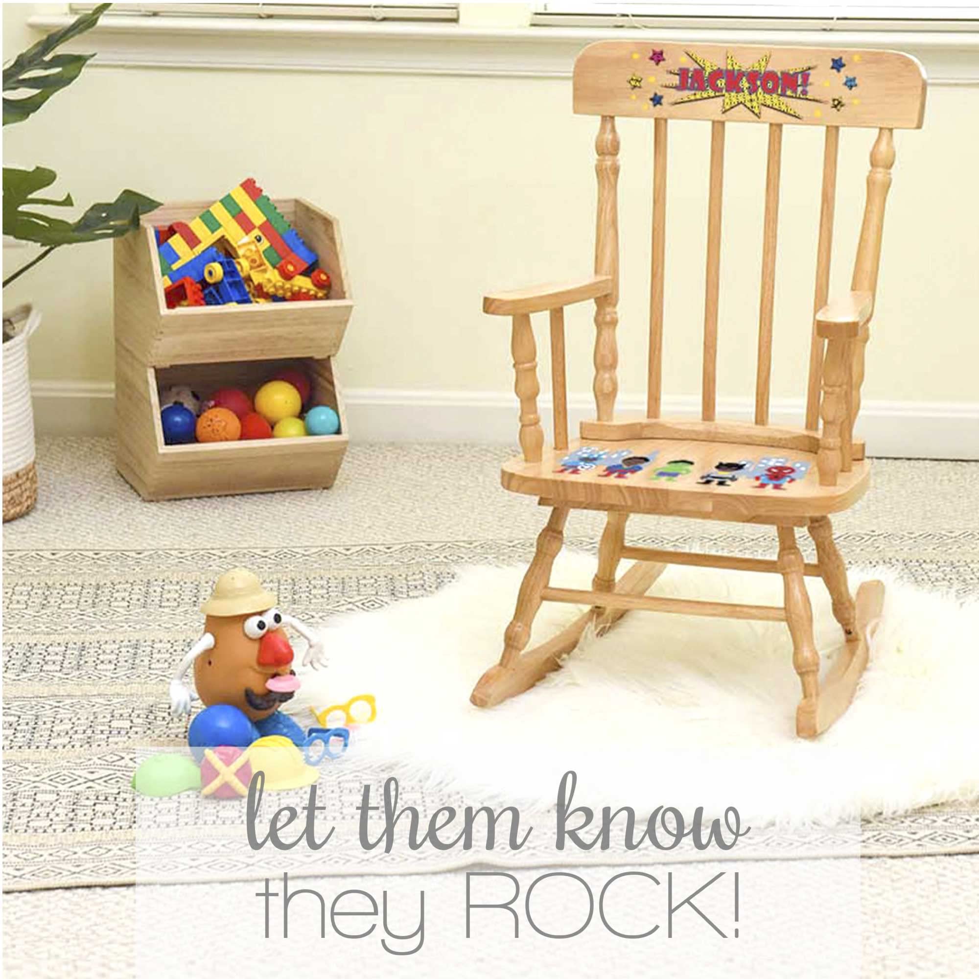 My Bambino Personalized Natural Childrens Rocking Chair (Woodland Animal)