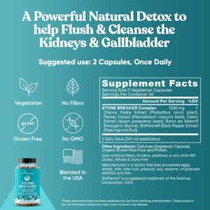 Chanca Piedra Stone Breaker – Natural Dissolver, Kidney Cleanse & Gallbladder Supplement – Detoxify Urinary Tract, Flush Impurities, Clear System – 60 Vegan Soft Capsules