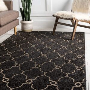 Unique Loom Outdoor Trellis Collection Area Rug - Columbus (9' x 12' 2" Rectangle, Black/ Ivory)