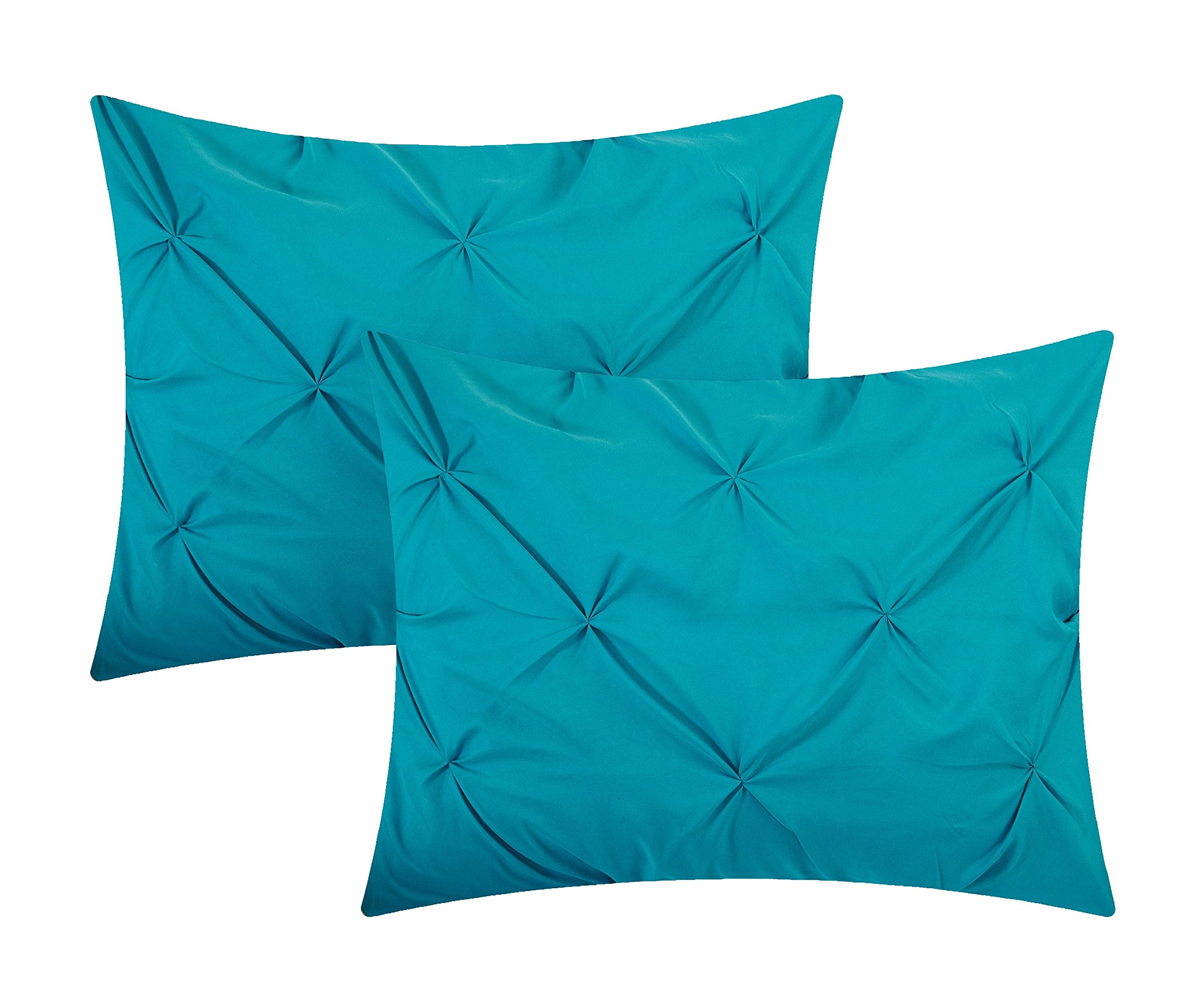 Chic Home 8 Piece Daya Pinch Pleated, Ruffled and Pleated Complete Queen Bed in a Bag Duvet Set Turquoise with White Sheets Included