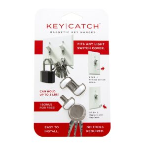 KeyCatch Magnetic Key Holder, Screw-In, White (Pack of 3)