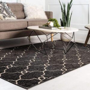 Unique Loom Outdoor Trellis Collection Area Rug - Columbus (9' x 12' 2" Rectangle, Black/ Ivory)