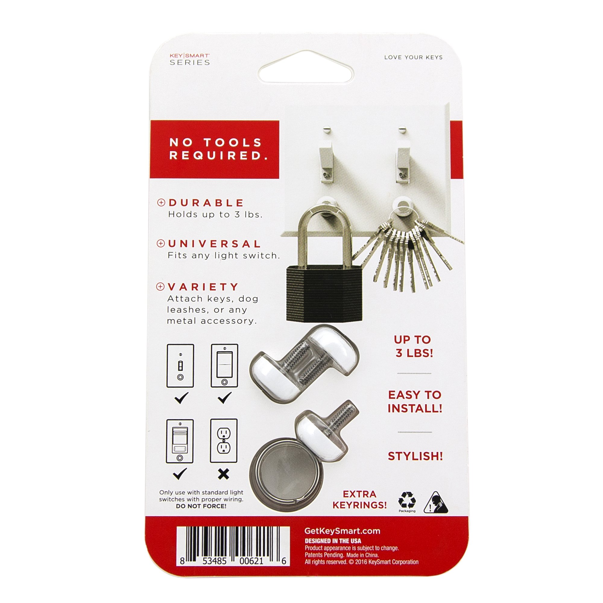 KeyCatch Magnetic Key Holder, Screw-In, White (Pack of 3)