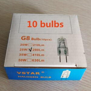 Vstar® G8 120V 25W Halogen Light Bulbs,(Shorter <37mm),Dimmable,10 PCS