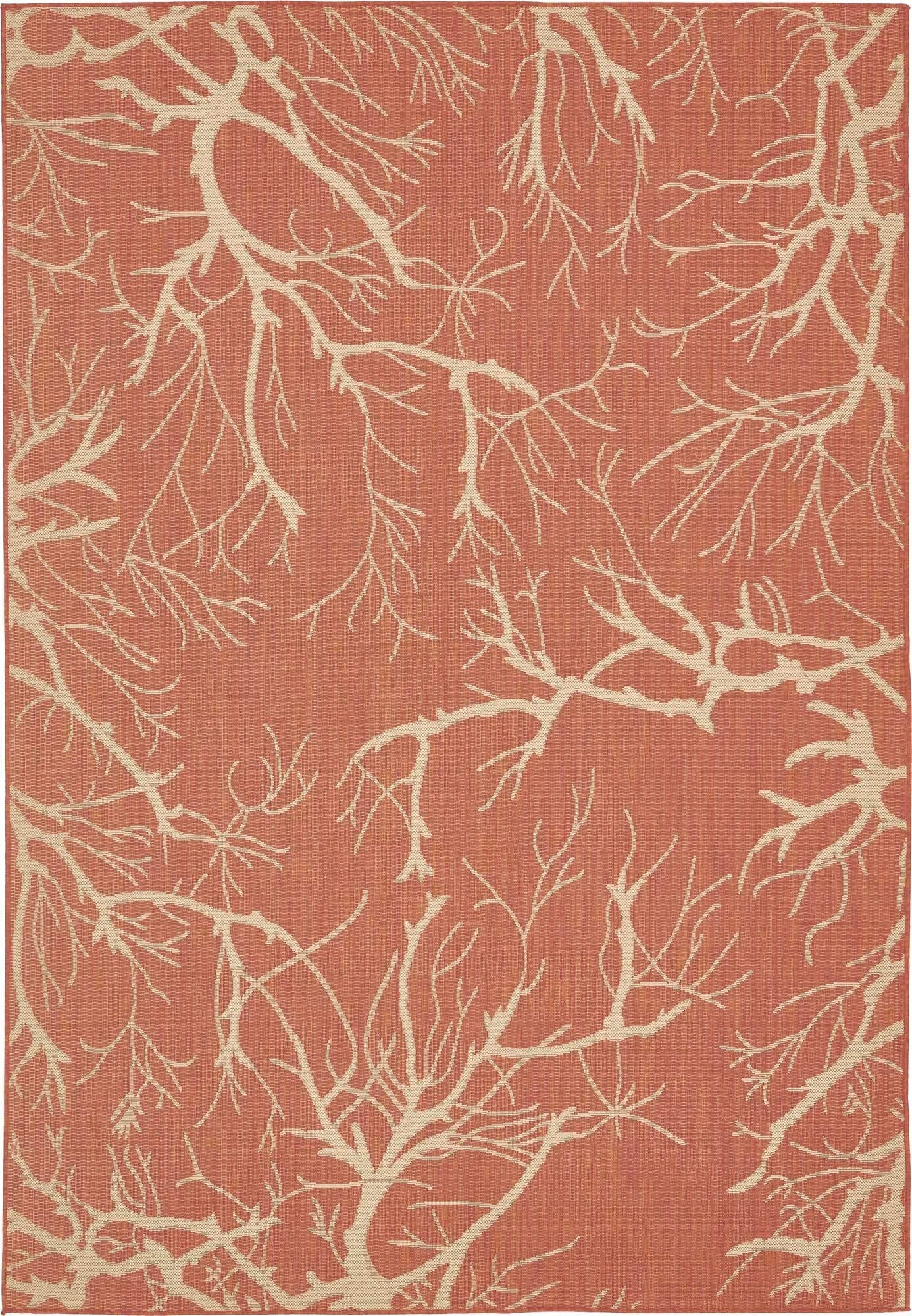 Unique Loom Outdoor Botanical Collection Area Rug - Branch (7' 1" x 10' Rectangle, Terracotta/ Beige)