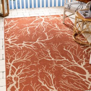 Unique Loom Outdoor Botanical Collection Area Rug - Branch (7' 1" x 10' Rectangle, Terracotta/ Beige)