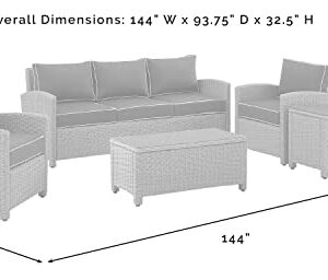 Crosley Furniture Bradenton 5-Piece Outdoor Sofa Patio Furniture Set, Wicker Conversation Sets for Porch, Brown with Sangria Cushions