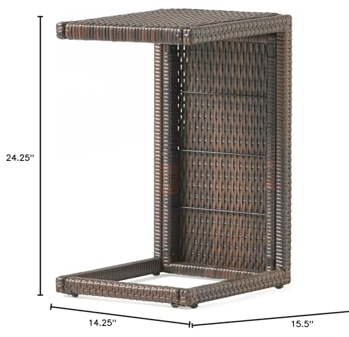 Christopher Knight Home CKH C-Shaped PE Accent Table, Multibrown