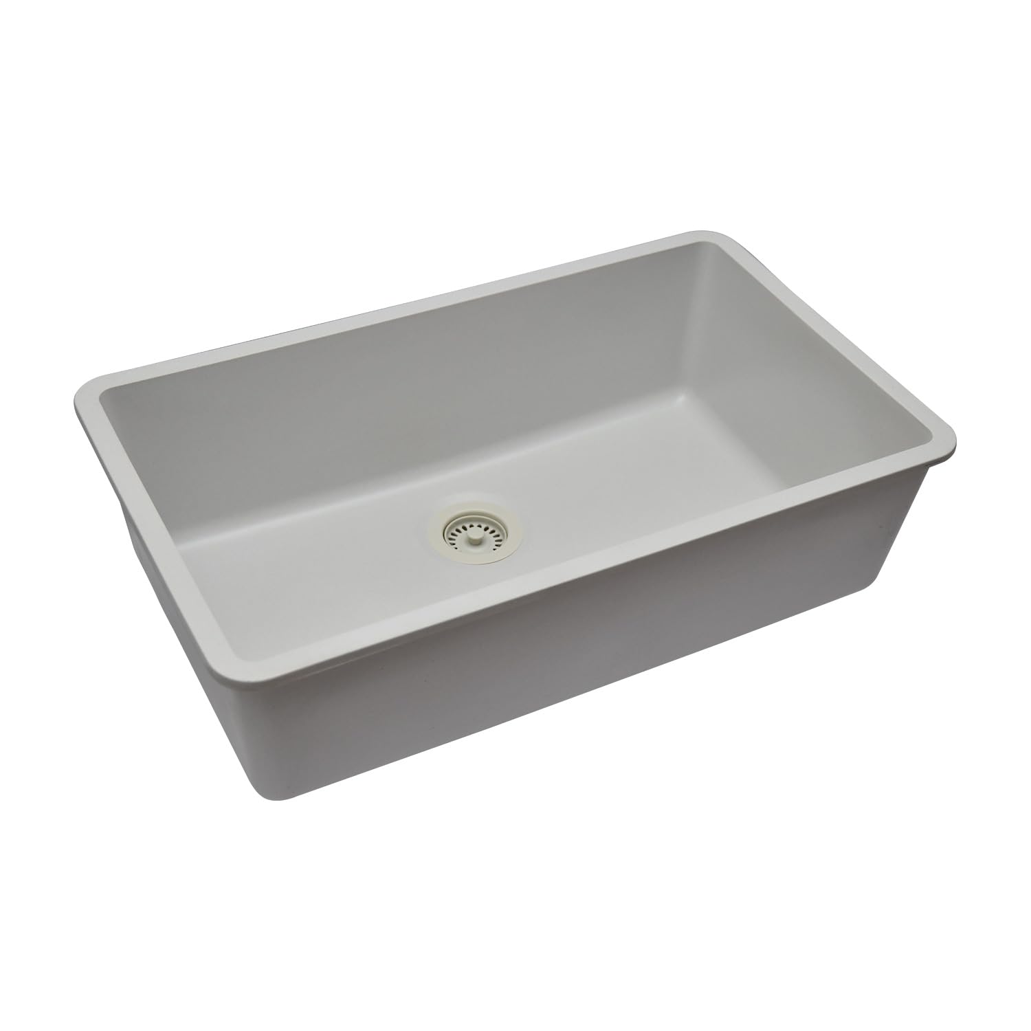 32" x 19" Quartz Kitchen Sink, Single Bowl Kitchen Sinks, Drop in Kitchen Sink, Granite Composite Kitchen Sink, Undermount Sink, Galaxy White Kitchen Sink, Includes Grid, Strainer, Flange LP-1000-W