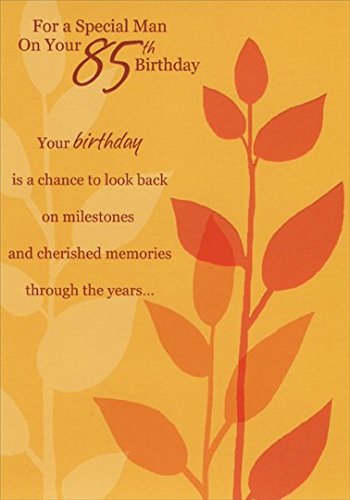 Embossed Deep Orange Flower Special Man 85th - Designer Greetings Birthday Card