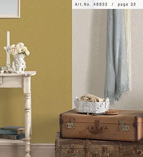 Norwall NW48932 Carter Series Vinyl Textured Paintable Floral Scroll Boarded Square Design Large Wallpaper Roll, 21" W x 33'L, White