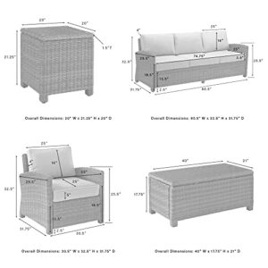 Crosley Furniture Bradenton 5-Piece Outdoor Sofa Patio Furniture Set, Wicker Conversation Sets for Porch, Brown with Sangria Cushions