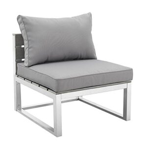 Walker Edison Macae Contemporary 4 Piece Modular Plank Design Outdoor Sectional, Set of 4, Grey