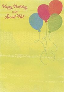 four colorful balloons: secret pal - designer greetings birthday card