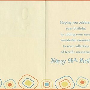 Die Cut 95 with Silver Foil Trim on Yellow: 95th - Designer Greetings Birthday Card