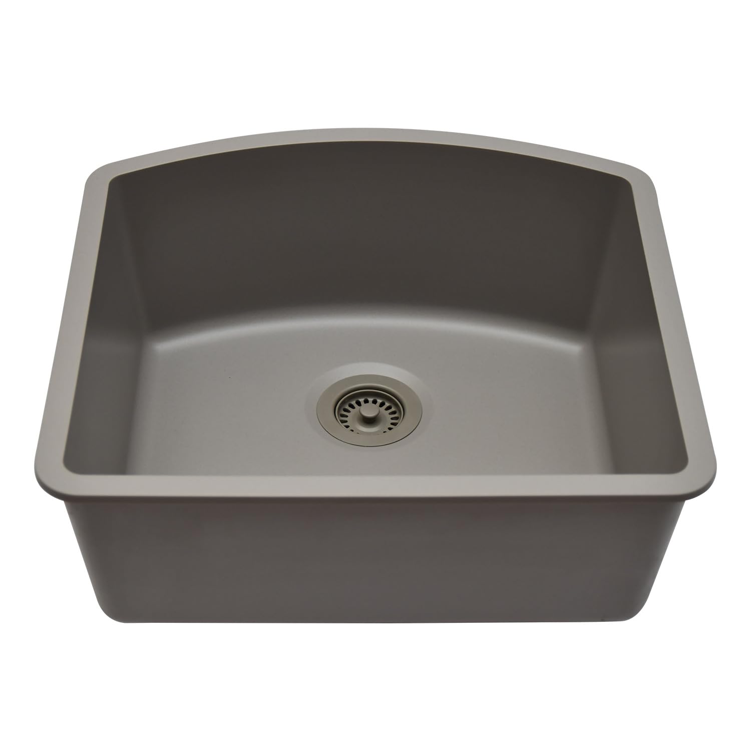 23" x 21" Quartz Kitchen Sink,D-Shaped, Single Bowl Kitchen Sinks, Drop in Kitchen Sink, Granite Composite Kitchen Sink, Undermount Sink, Galaxy Concrete kitchen sinks, with Grid, Strainer, LP-2321D-C