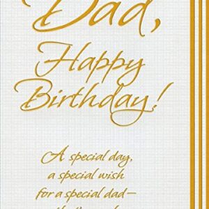 Gold Foil Lettering on White Textured Surface: Dad - Designer Greetings Birthday Card