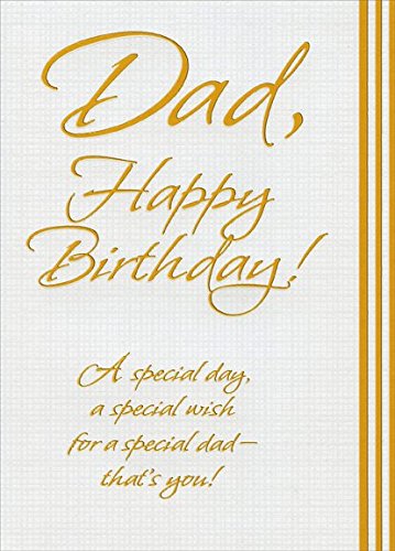 Gold Foil Lettering on White Textured Surface: Dad - Designer Greetings Birthday Card