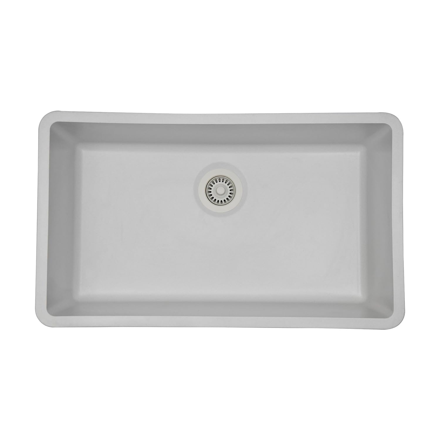 32" x 19" Quartz Kitchen Sink, Single Bowl Kitchen Sinks, Drop in Kitchen Sink, Granite Composite Kitchen Sink, Undermount Sink, Galaxy White Kitchen Sink, Includes Grid, Strainer, Flange LP-1000-W