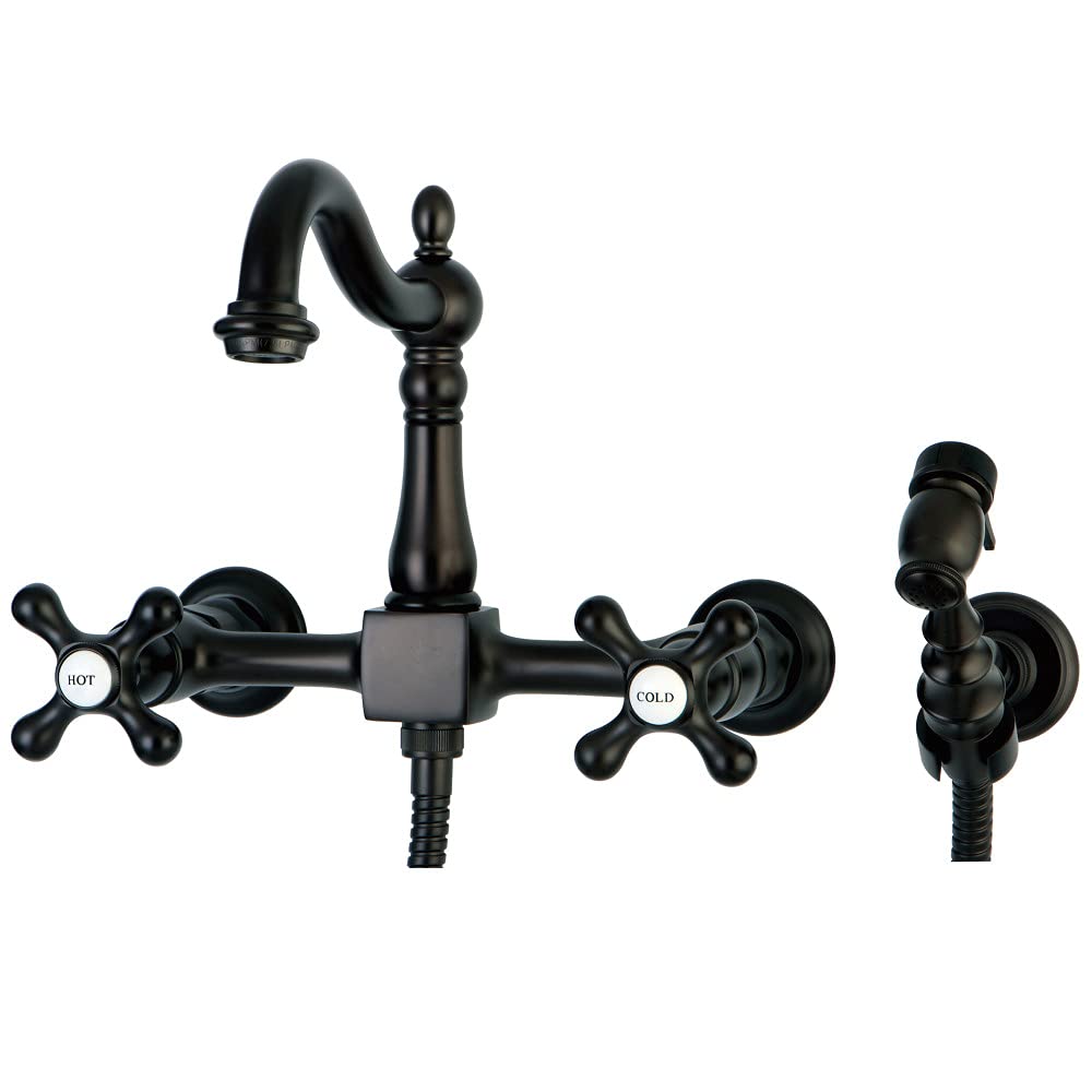 Kingston Brass KS1265AXBS Heritage Bridge Kitchen Faucet, Oil Rubbed Bronze